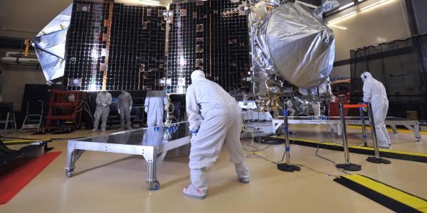 NASA's MAVEN spacecraft tests its solar arrays during environmental testing